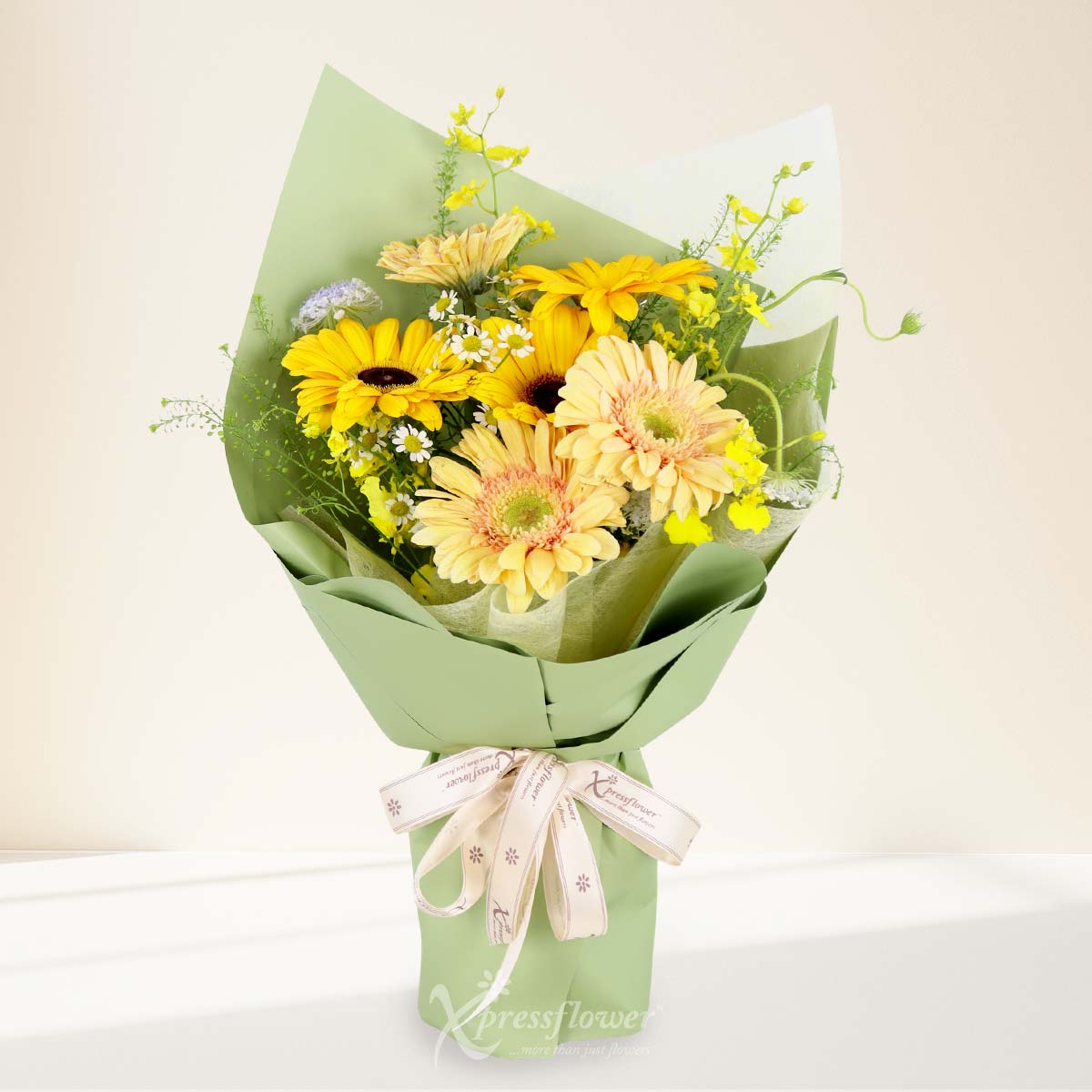 Meadow Bloom (6 Mix Champagne & Mango Gerberas) 