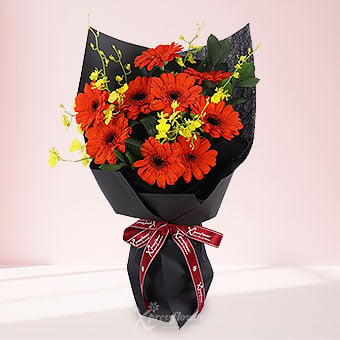 Midnight Blossom (9 Orange Gerberas) 