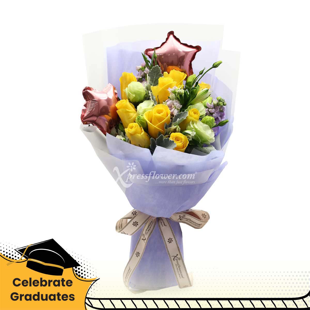 Shining Stars (9 Yellow Roses with Star Balloons)