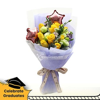 Shining Stars (9 Yellow Roses with Star Balloons)