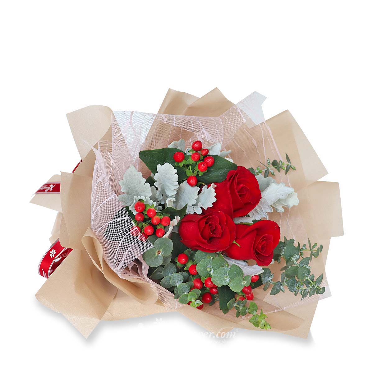 ch2107 all day sweetness 3 kenya red roses with 24 ferrero rocher chocolate new 1b