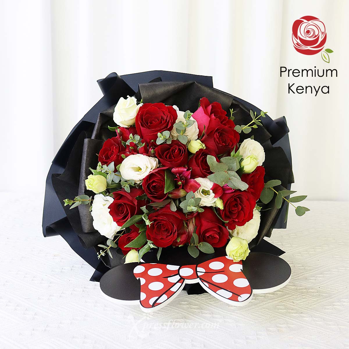 DSBQ2301 Rouge Flattery (12 Red Roses Disney Bouquet) 1b