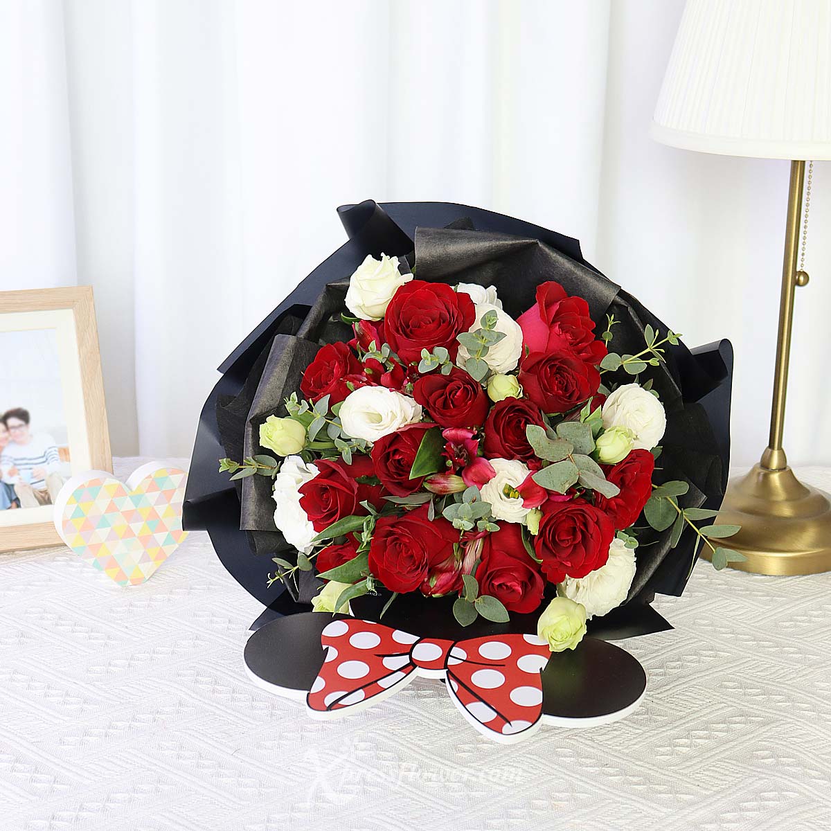 DSBQ2301 Rouge Flattery (12 Red Roses Disney Bouquet) 3a