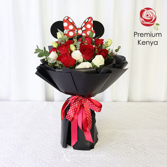 DSBQ2301 Rouge Flattery (12 Red Roses Disney Bouquet)
