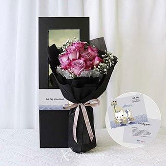 Darling Sweetheart (9 Yam Roses Sanrio Bouquet)