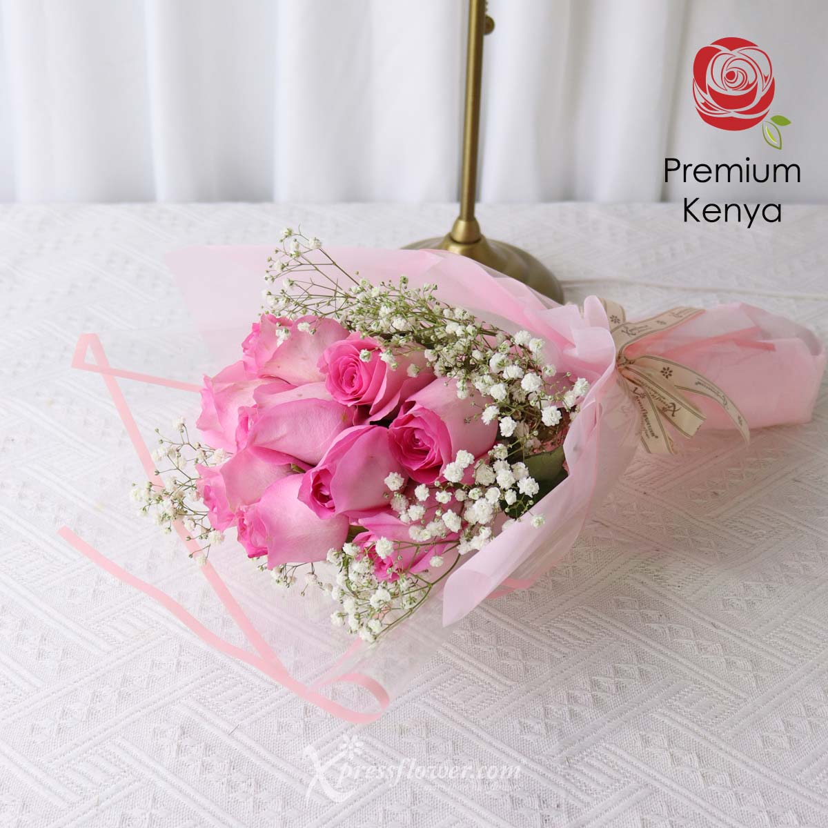 SNBQ2302 Gentle Darling (9 Dark Pink Roses Sanrio Bouquet) 1c