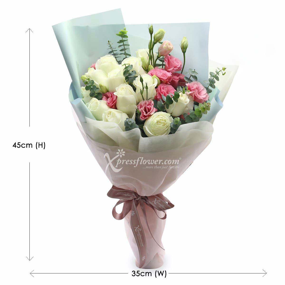 bq1811 from the heart 12 White Roses 1c