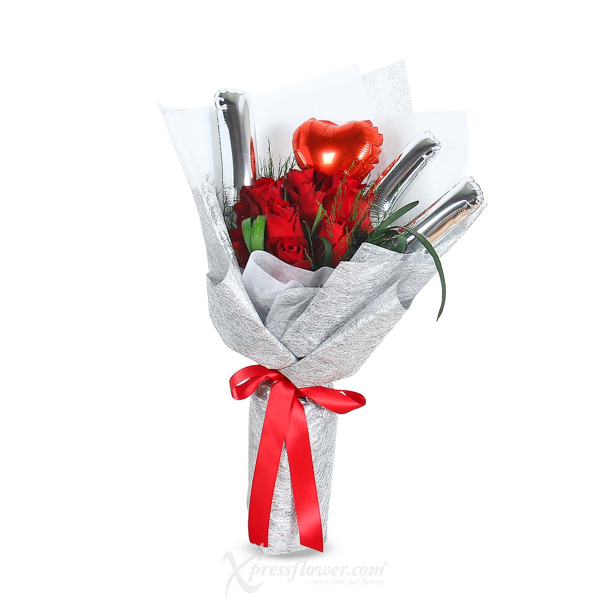 Loving Whispers (9 Red Roses with "I Heart U" Foil Balloon)