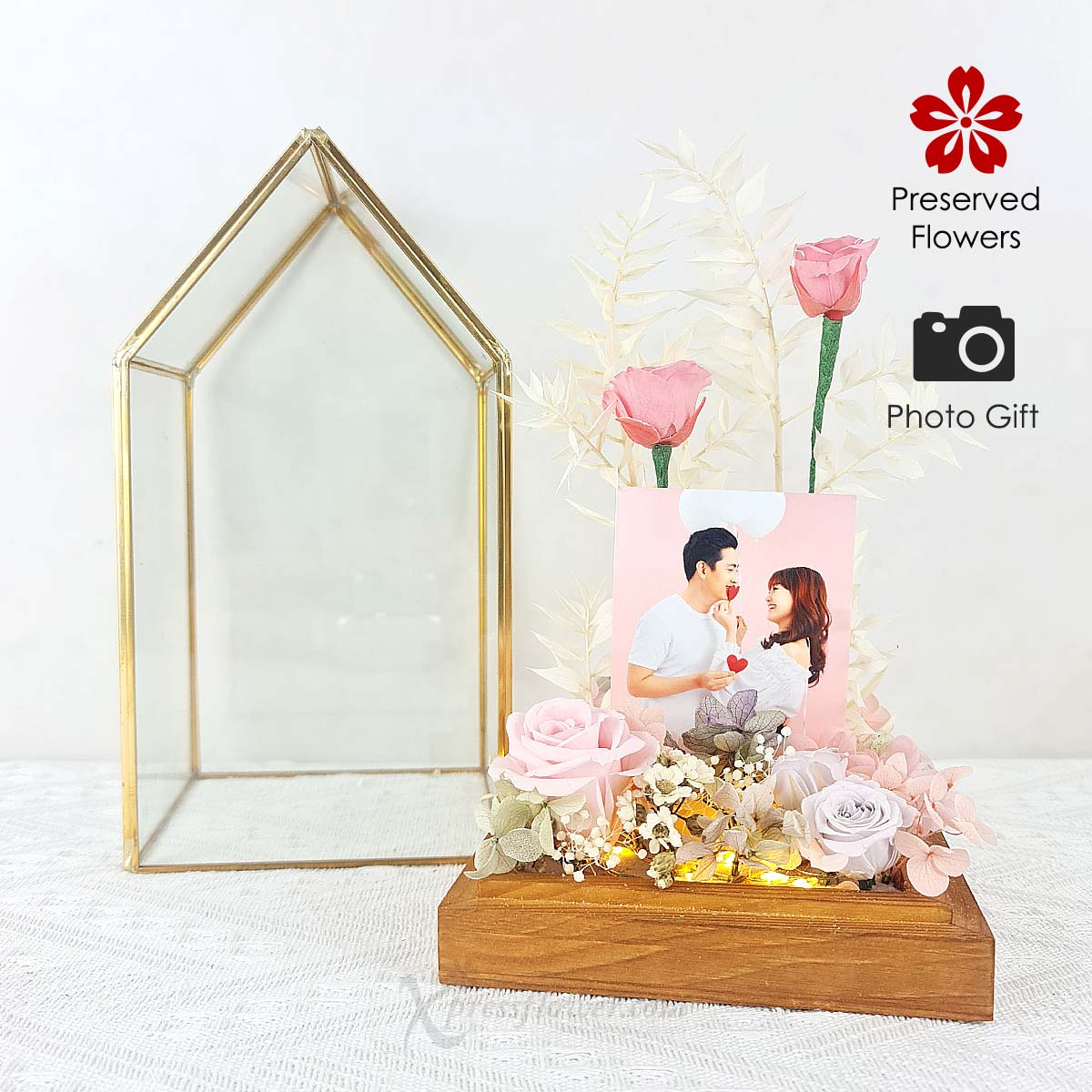 PR2304 Romance Mansion Preserved Flowers with Personalised Photo) 1B