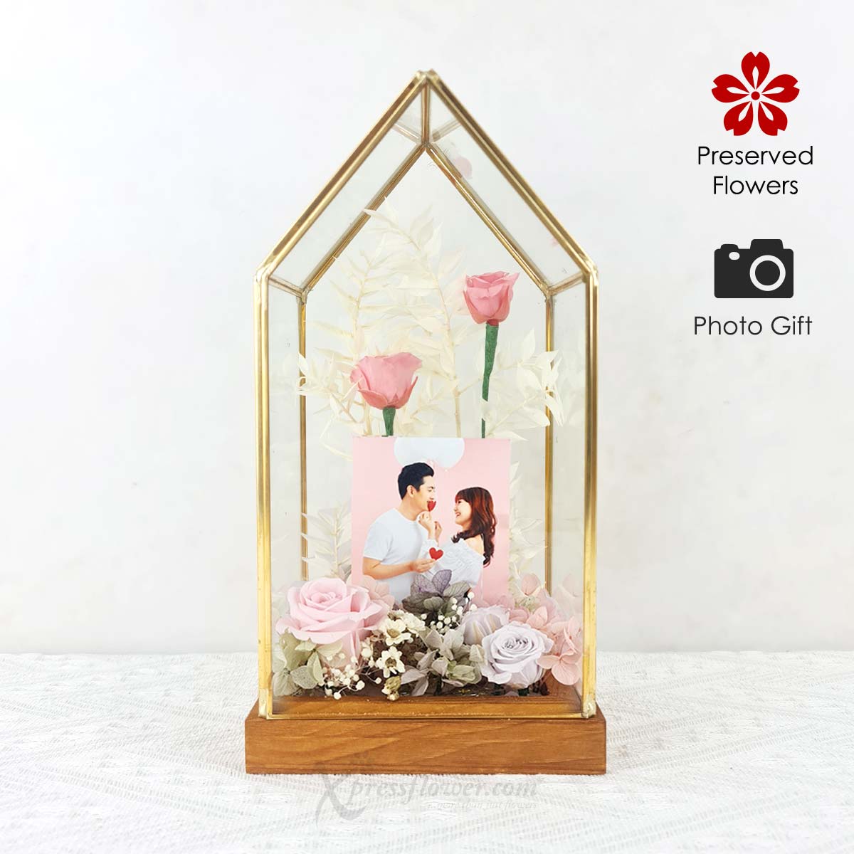 PR2304 Romance Mansion Preserved Flowers with Personalised Photo) 1C
