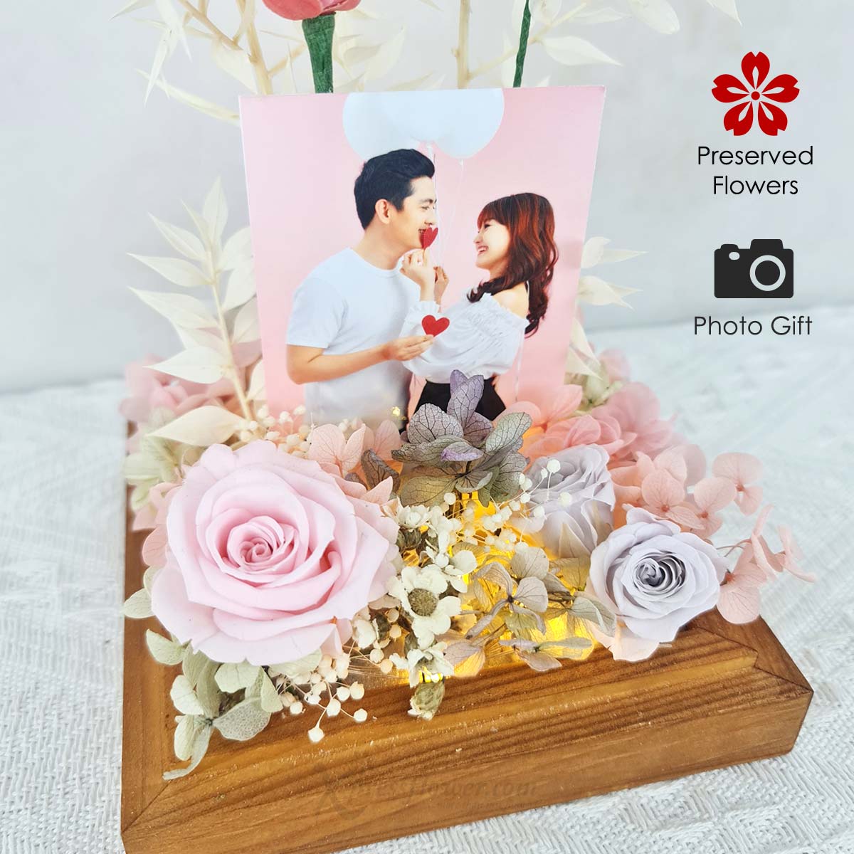 PR2304 Romance Mansion Preserved Flowers with Personalised Photo) 1D