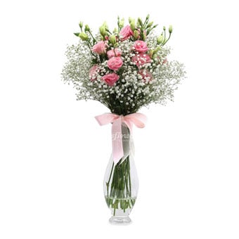  Youthful Romance (Pink Eustomas and White Million Star Baby's Breath)