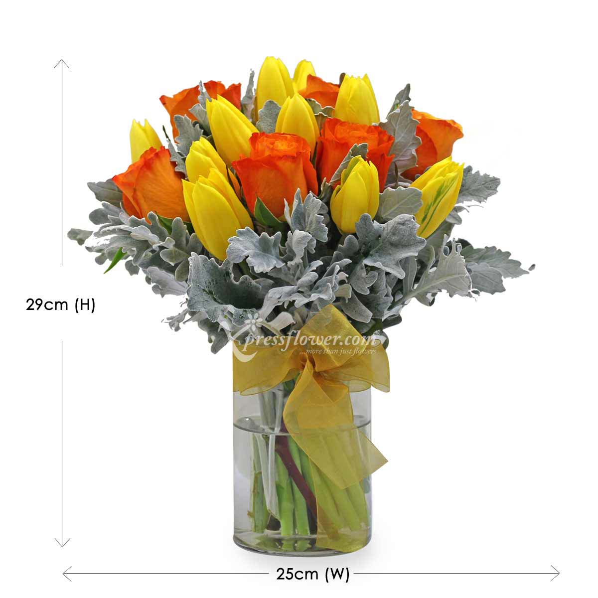 ar1810 summer blush 6 Orange Roses 10 Yellow Tulips 1b
