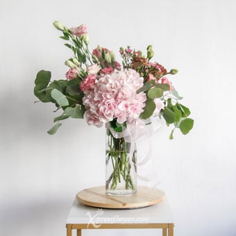 English Elegance (Pink Hydrangea & Pink Eustomas)