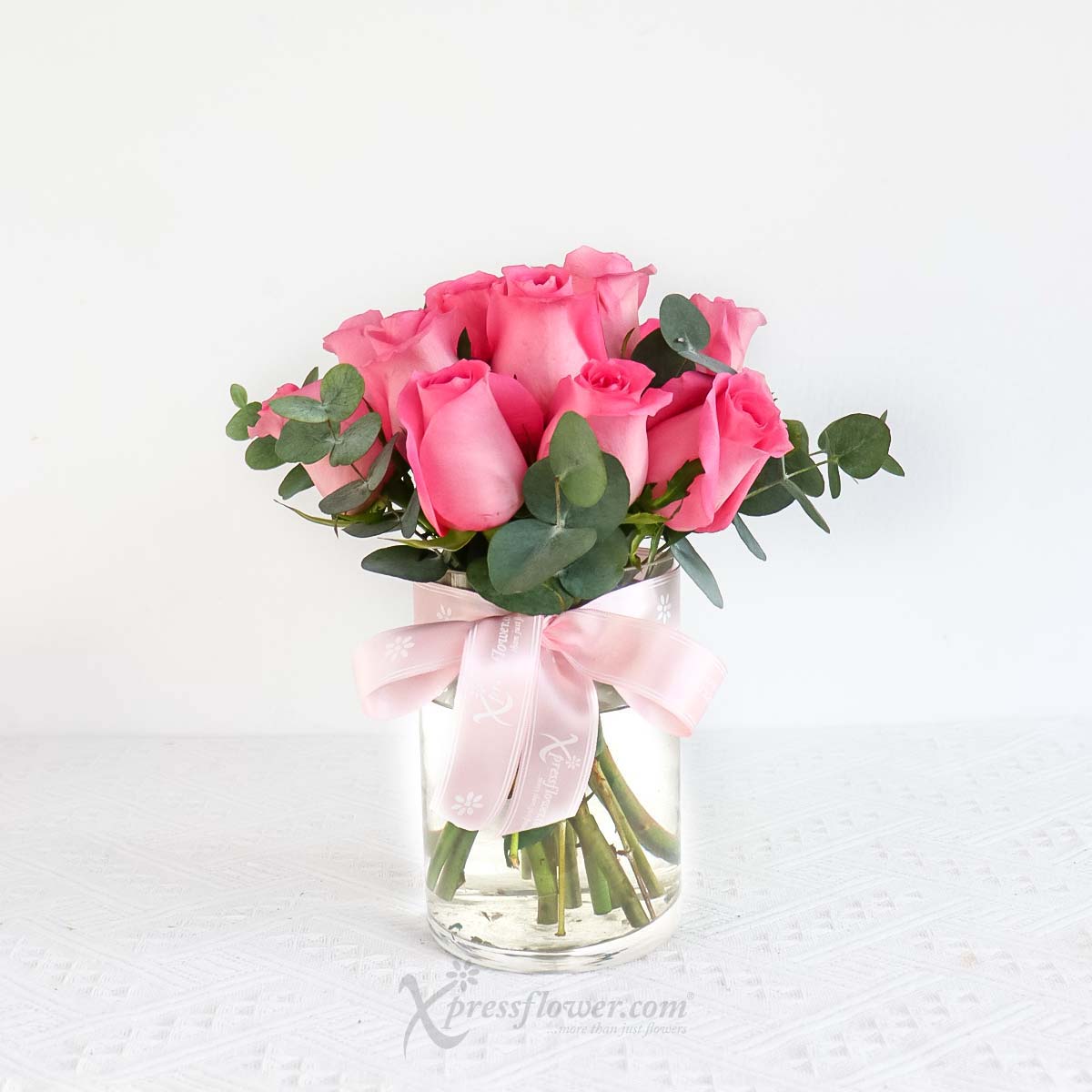 Pinklady Glow (12 Dark Pink Roses with *Optional LED Lights)