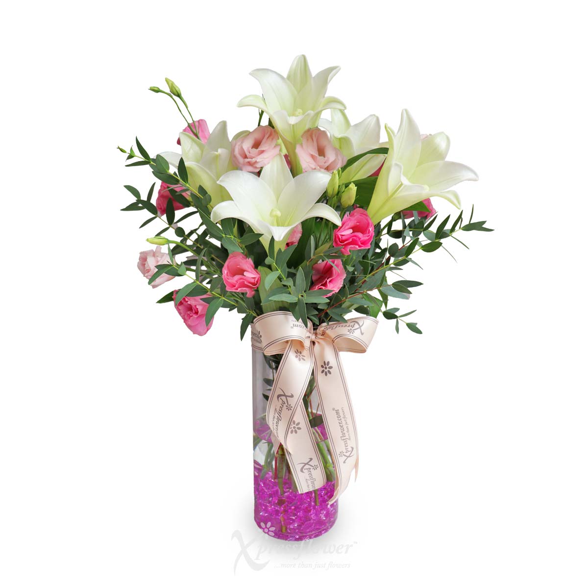 Lily Garden (5 White Lilies Vase Arrangement)