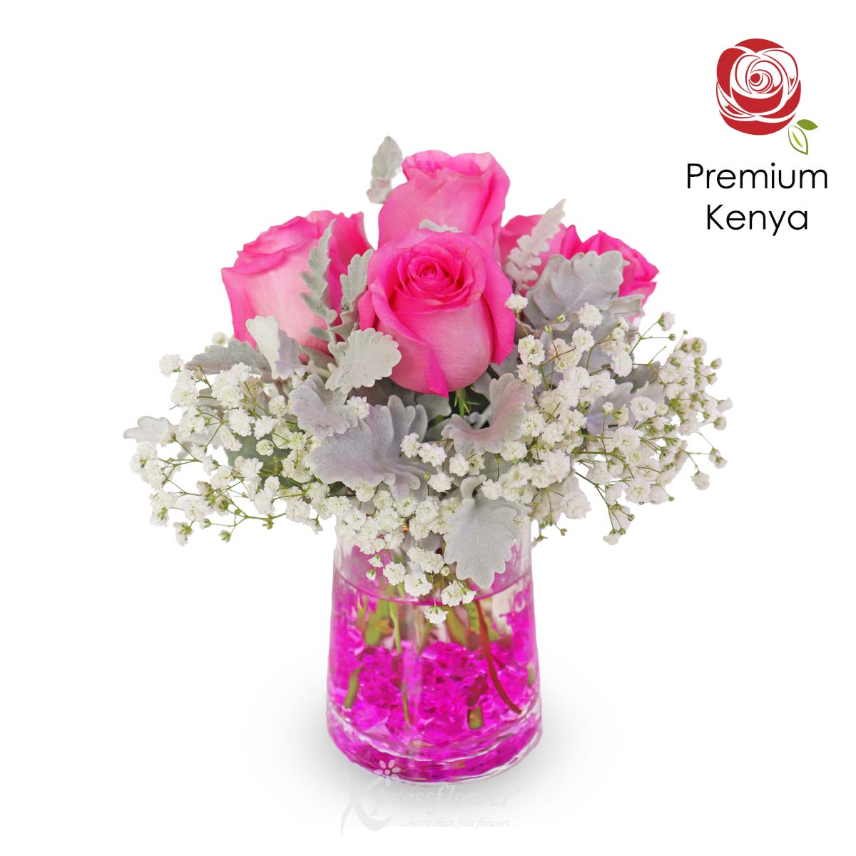 Crystal Blush (6 Pink Roses Vase Arrangement)