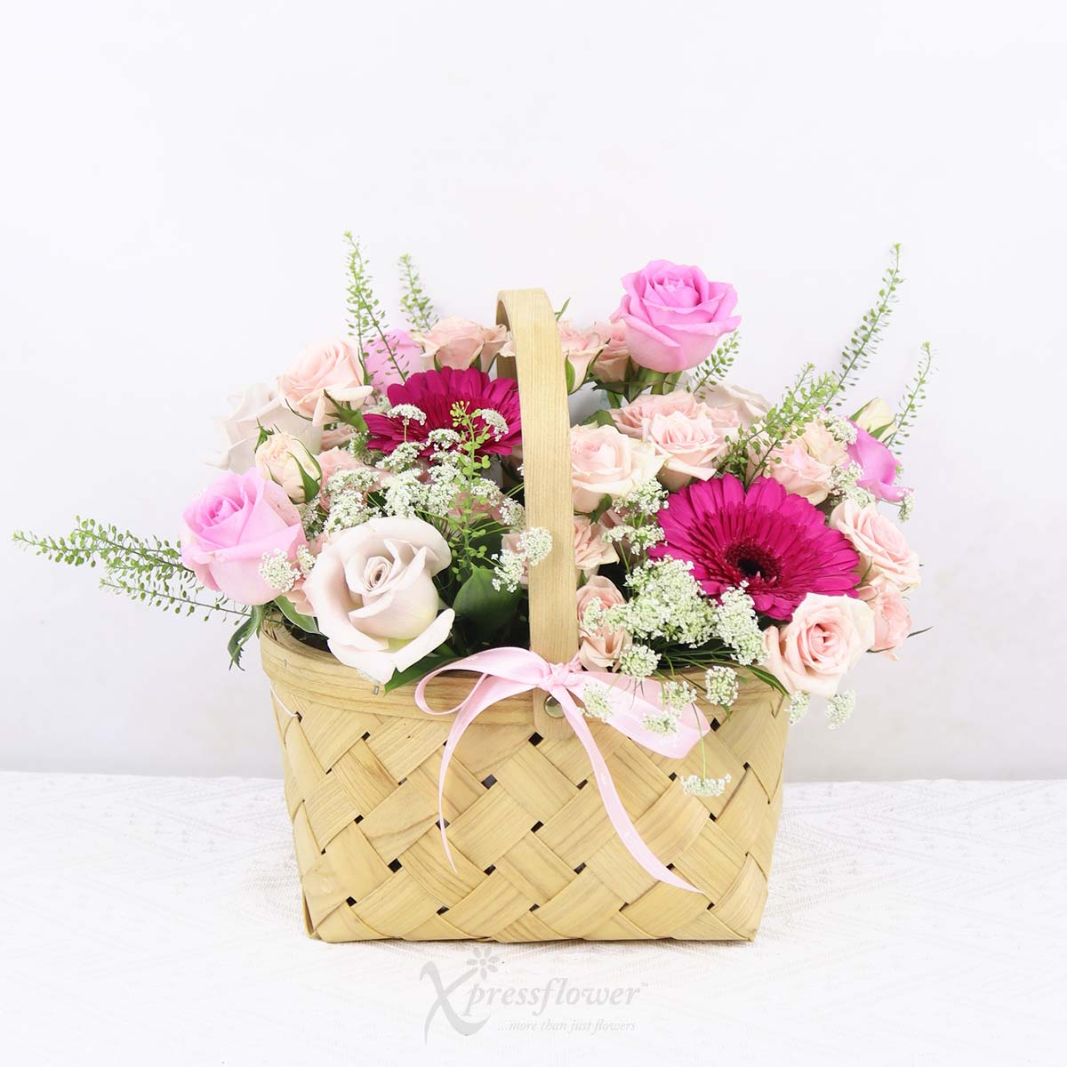 Whimsy Basket (7 Roses & 2 Gerberas)