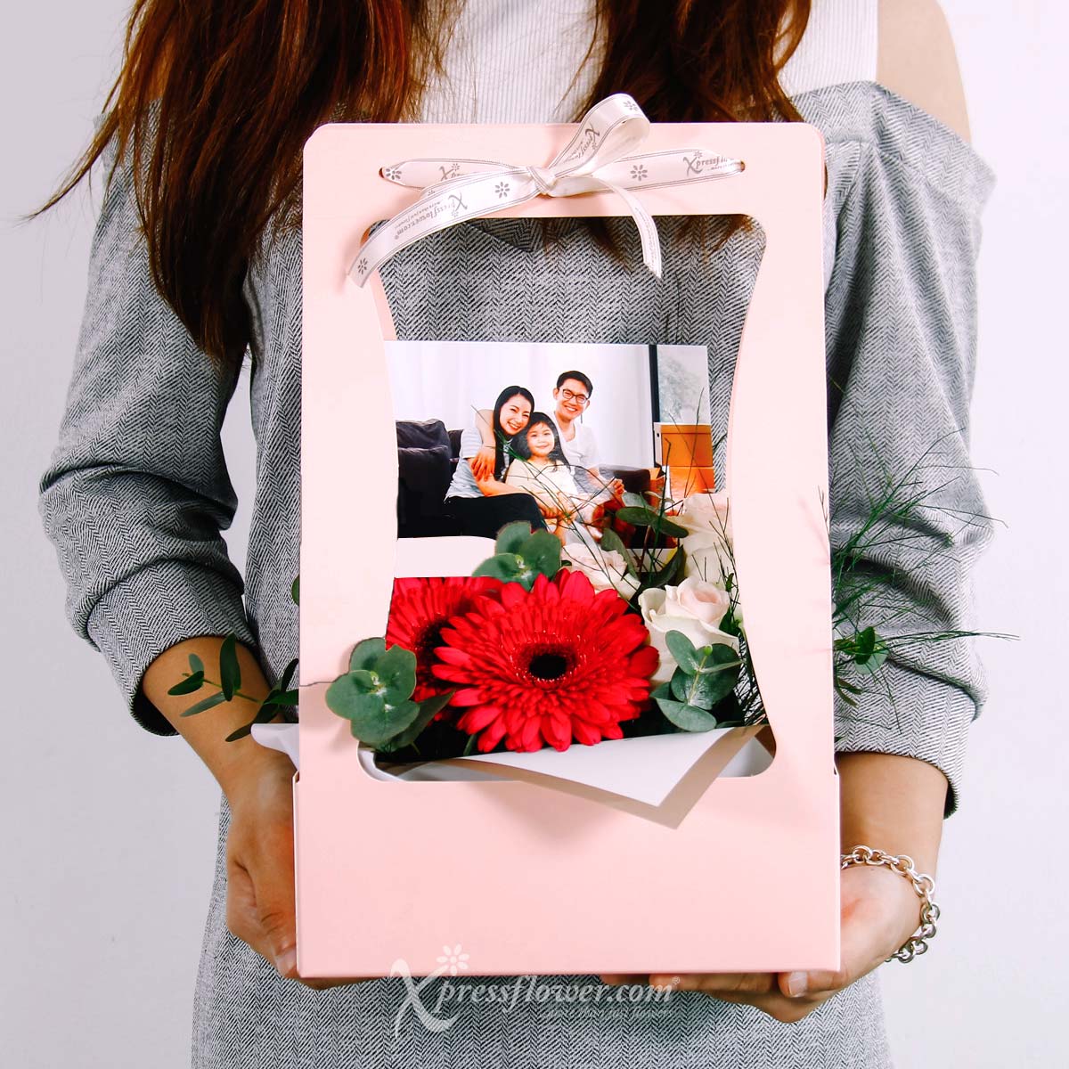 Cherished Admiration (Gerberas & Roses with Magnetic Personalised Photo) 4a