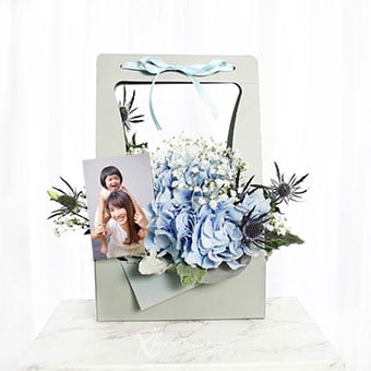 Delight In Breeze (Blue Hydrangea with Magnetic Personalised Photo)