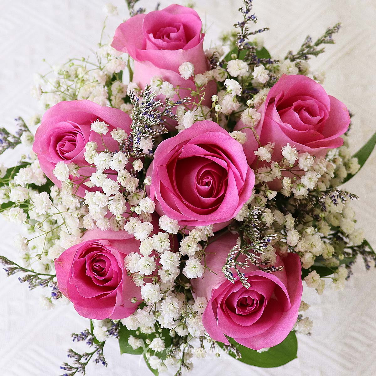 DSAR2302 Passionate Couplegenix (6 Dark pink Roses Disney Flower Arrangement) 1c