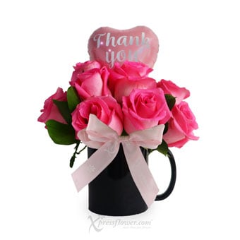 Blackpink Romance (10 Dark Pink Roses with Mini “Thank You” Balloon)