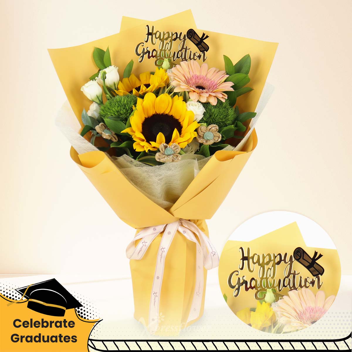 Bright Horizon (Sunflower & Gerbera with Graduation Tag)