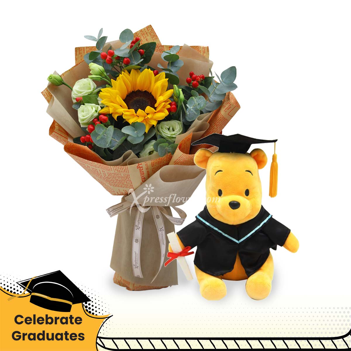 CT2104 Sunshine Cuddles Sunflower Graduation Bouquet A
