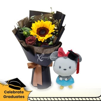 Future So Bright (1 Sunflower with Disney Graduation Soft Toy)