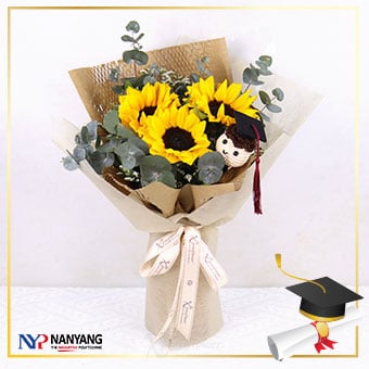 NYP Graduation Bouquet 06 (3 Sunflowers)