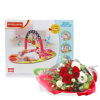 Blissful Times (3 Red Roses with Shears Baby Activity Gym & Play Mat)