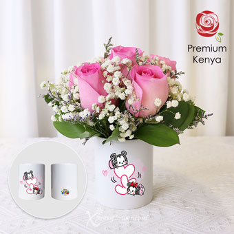 Romantic Couplegenix (6 Dark Pink Roses Disney Flower Arrangement)