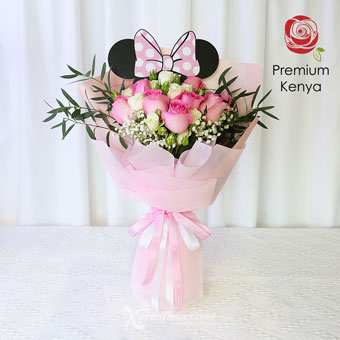 Ravishing Arossa (12 Pink Roses Disney Bouquet)  