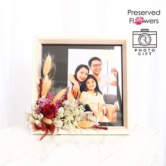 Graceful Flush (Preserved flowers photo frame with personalised photo)