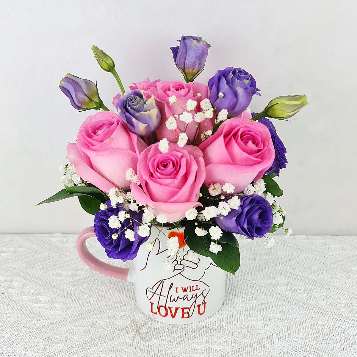 VDAR2432 Love Pledge (6 Dark Pink Roses with "I Will Always Love You" Mug) 1C revised