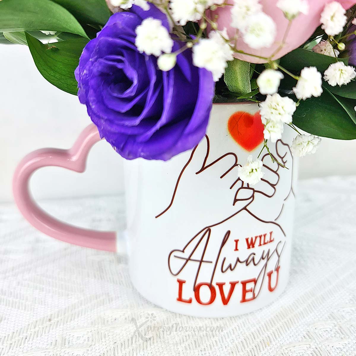 VDAR2432 Love Pledge (6 Dark Pink Roses with "I Will Always Love You" Mug) 1D revised