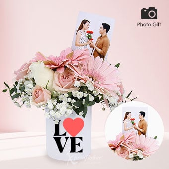 Picture Perfect (3 White Roses & 2 Light Pink Gerberas)