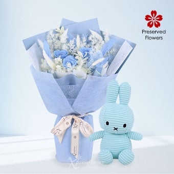 Soft Horizon (Preserved Blue Roses With Blue Miffy)