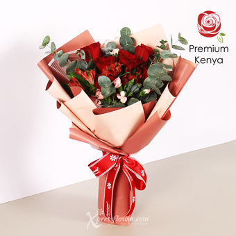 Loyal Love (6 Premium Kenya Red Rose Bouquet)