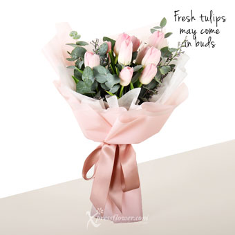 Sweet Inamorato (10 Stalks Pink Tulips Bouquet)