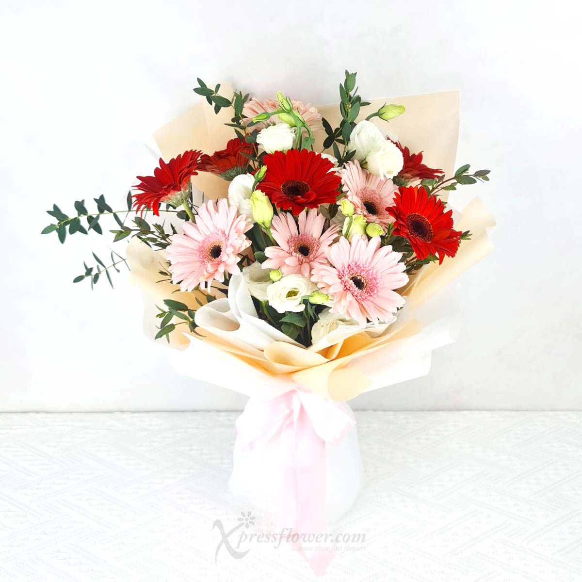 VDBQ2410_Red Bliss 10 Mix Pink and Red Gerberas_1B