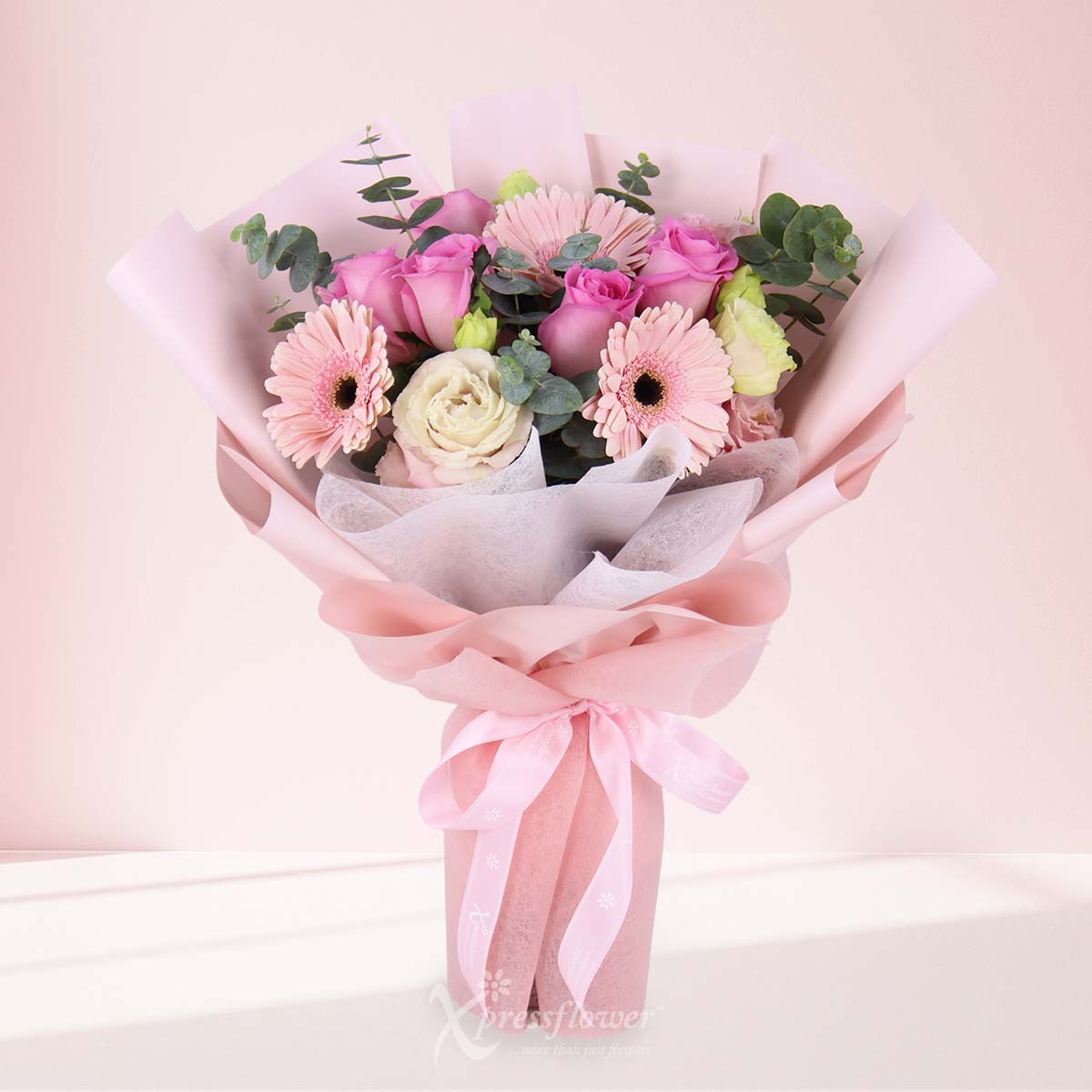 Rosé Promises (6 Pink Roses & 3 Light Pink Gerberas)