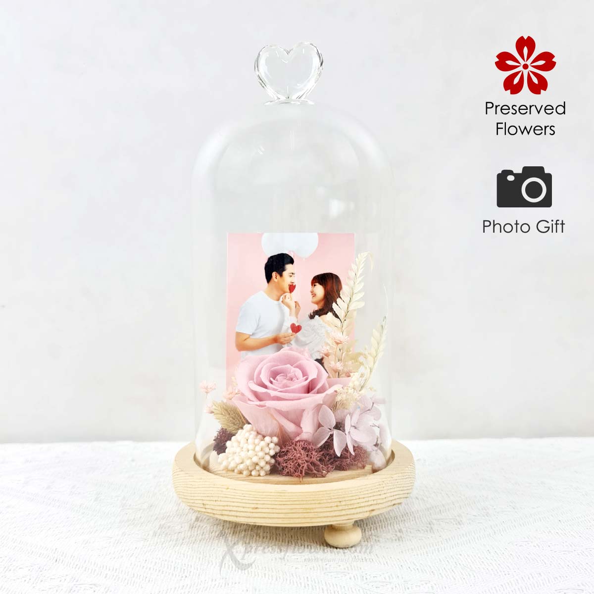 VDR2443_Lavender Blush Preserved Flowers with Personalised Photo_1C