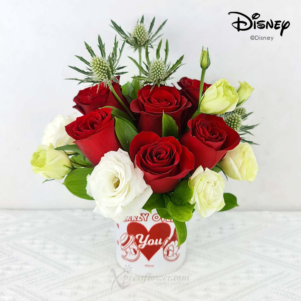 VDS2486M Enchanting Love (6 Red Roses Disney Arrangement) 1B