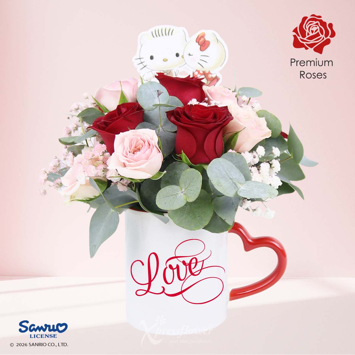 Perfect Pair  (6 Red Roses with Hello Kitty & Daniel Mug)