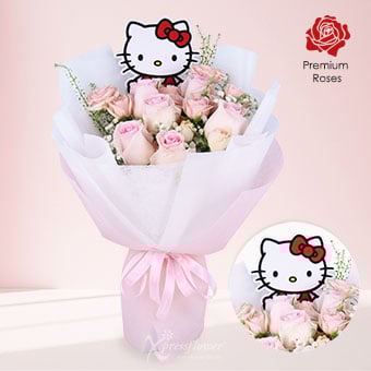 Sweet Icon (6 Sweet Revival Roses Hello Kitty Bouquet)